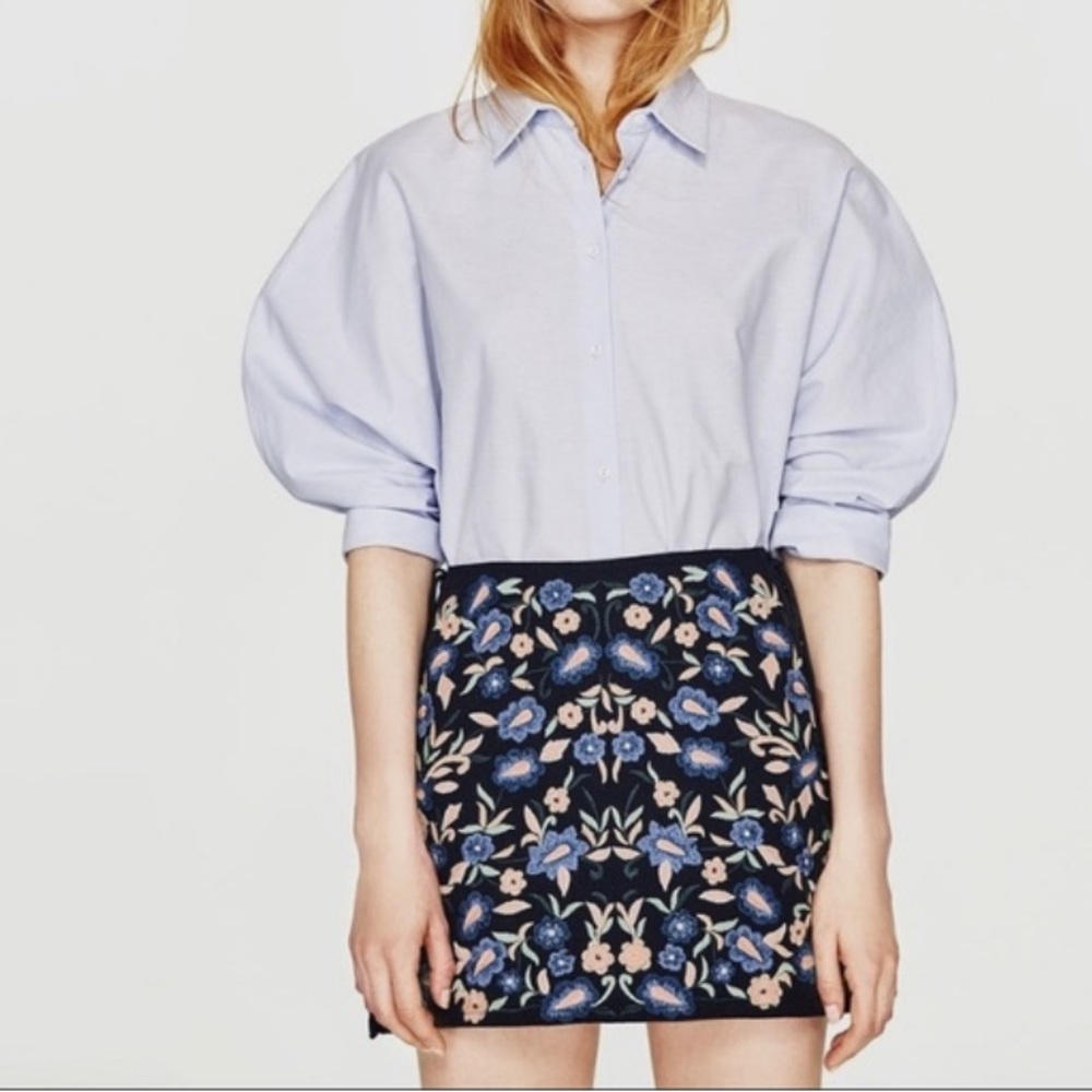 Zara embroidered mini skirt with ties - Trafaluc collection